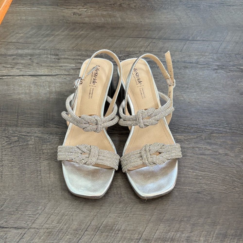 Silver Sparkly Knotted Heels